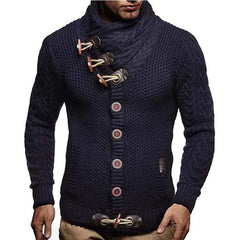 High-neck Sweater Knitted Thick Wool Button Top Retro Slim Fit