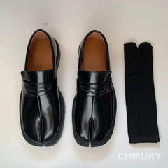 Tabi Loafer Men and Women Split Toe Thick Sole Casual Patent Leather Shoes