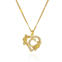 A-Z Alphabet Heart Necklaces Stainless Steel Necklace
