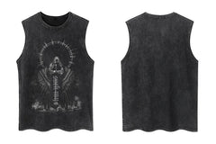100% Cotton Vintage  Punk Rock Sleeveless Tshirts Gothic Vests