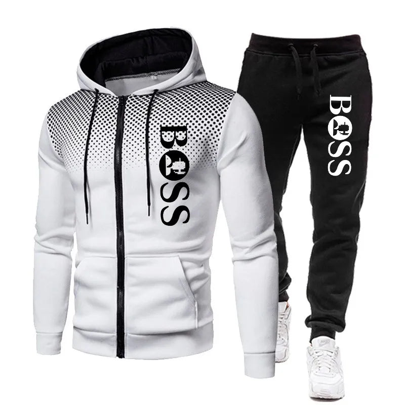 Two Pieces Set Mens Sportswear Plus Pants Suit