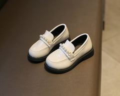 Leather Kids Black Loafers Slip-on Children