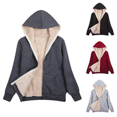 Hooded Plush Coat Fleece Hoodies Sweatshirt Long Sleeve Jacket