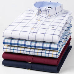 100% Pure Cotton Oxford Long Sleeve  Plaid Shirt