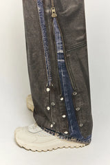 Leather Digitally Printed Jeans Distressed Y2k Men’s Jeans Motorcycle Jeans