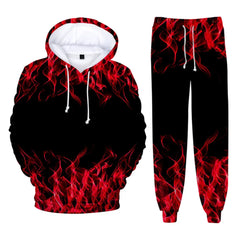 Colorful Flame 3D Print kids Tracksuit Set Casual Hoodie+Pants 2pcs Sets