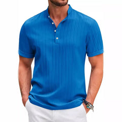High-end Embroidered Cotton and Linen Striped Breathable T-shirt
