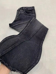 Vintage Aesthetic Denim Blue Flare Jeans