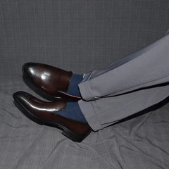 Italian Red Lining Loafers Genuine Leather Slip-on Shoes