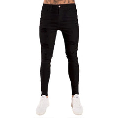 Cotton Stretchy Ripped Skinny Jeans Slim Fit Denim Pants