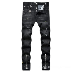 Cotton Skinny Denim  Holes Jeans