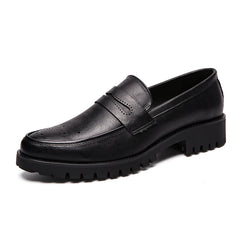 Brogue Carving Penny Loafers Slip on Leather shoes