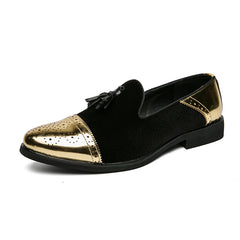 Mocassins noirs et verts faits à la main en cuir suédé