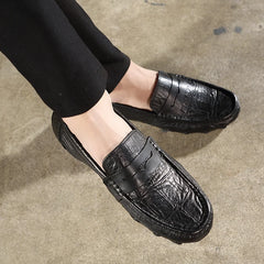 Moccasins Italian Black Genuine Leather Loafers Shoes