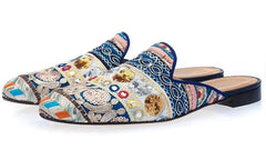 Half Loafers Luxury  Floral Embroidery Canvas Slippers