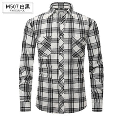 Brushed Plaid Cotton Long Sleeve Shirt