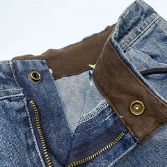 Patchwork Denim Shorts Multi Pockets Cargo