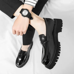 Mocassin Patent Leather with Thick Soles Loafers Slip on Shoe Breathable