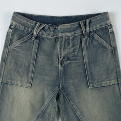 Vintage Washed Loose Fit Jeans Casual Denim Pants