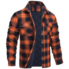 Lapel plaid thick shirt