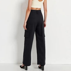Pocket Natural Waist  Full Length Straight Daily Pants