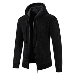Fleece-lined Knitted Top Cardigan Jacket Hooded Pullovers