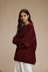 Dirty, dyed and worn fake two long-sleeved T-shirts