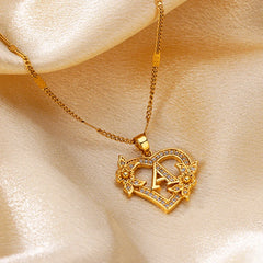 A-Z Alphabet Heart Necklaces Stainless Steel Necklace