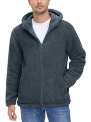 Hooded Fleece Jackets Thermal Warm Soft Fluffy Full Zip
