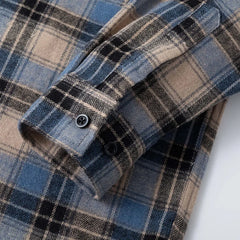 Plaid Flannel Sleeve Blue Loose Shirt