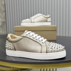 Original leather oxfords shoe gold silver sneakers