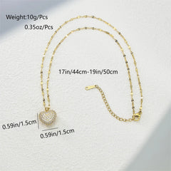 Cubic heart stainless steel gold-plated necklace