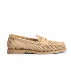 Mesh with leather Loafers  Slip On Penny Loafers Hollow Out Breathable Slip On Flat Shoes