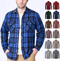 Brushed Plaid Cotton Long Sleeve Shirt