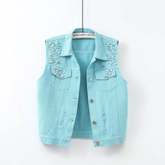 Colorful Denim Vest Women Jeans