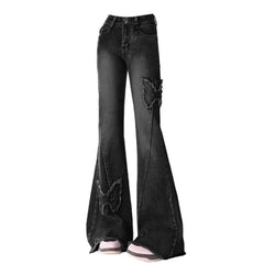 Vintage Aesthetic Denim Blue Flare Jeans