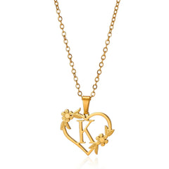 A-Z Alphabet Heart Necklaces Stainless Steel Necklace