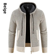 Fleece-lined Knitted Top Cardigan Jacket Hooded Pullovers