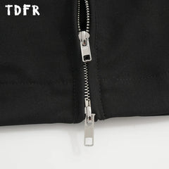 Spliced Jacket9Loose Lapel Long Sleeve Zipper Fly
