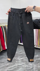 New Cotton Jeans Elastic Waist Harem Pants