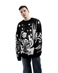 Vintage Knitted Sweater Jumper Winter Unisex Cotton Pullover Streetwear