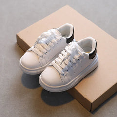 Soft White Boys Sports Shoes  Lace-up Light Sneakers