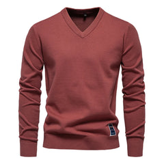 Cotton Sweater Pullover V-neck