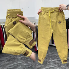 New Cotton Jeans Elastic Waist Harem Pants