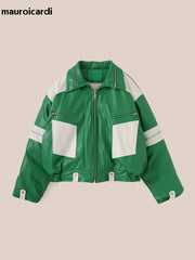 Patchwork Pu Leather Jacket Men with Many Zippers