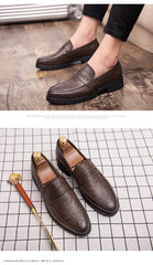 Brogue Carving Penny Loafers Slip on Leather shoes