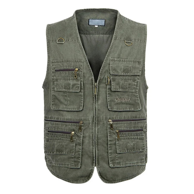 Sleeveless Cotton Vest with Many 16 Pockets  Waistcoat