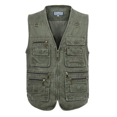 Sleeveless Cotton Vest with Many 16 Pockets  Waistcoat