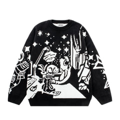 Vintage Knitted Sweater Jumper Winter Unisex Cotton Pullover Streetwear