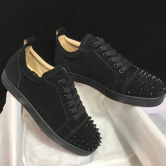 Rivets shoes cow suede leather studded shoe black trendy spikes footwear male
